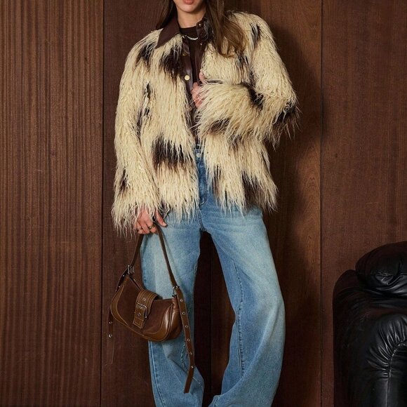Multicolor Casual Women's Faux Fur Christmas Coat